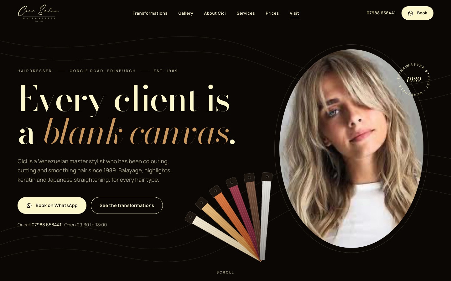 The redesigned Cici Salon home page.
