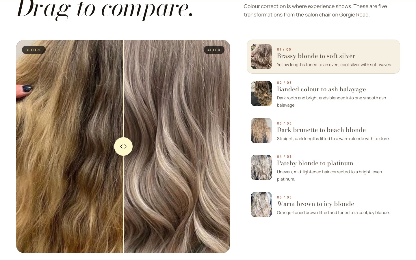 A section further down the redesigned Cici Salon page.